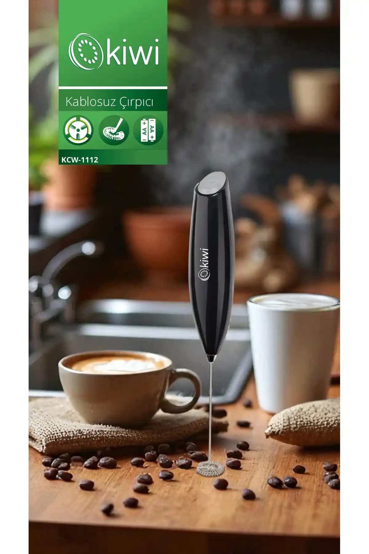 Kiwi Kcw-1112 Yüksek Devirli Pratik Süt Köpürtücü ile Kahve Keyfinizi Artırın