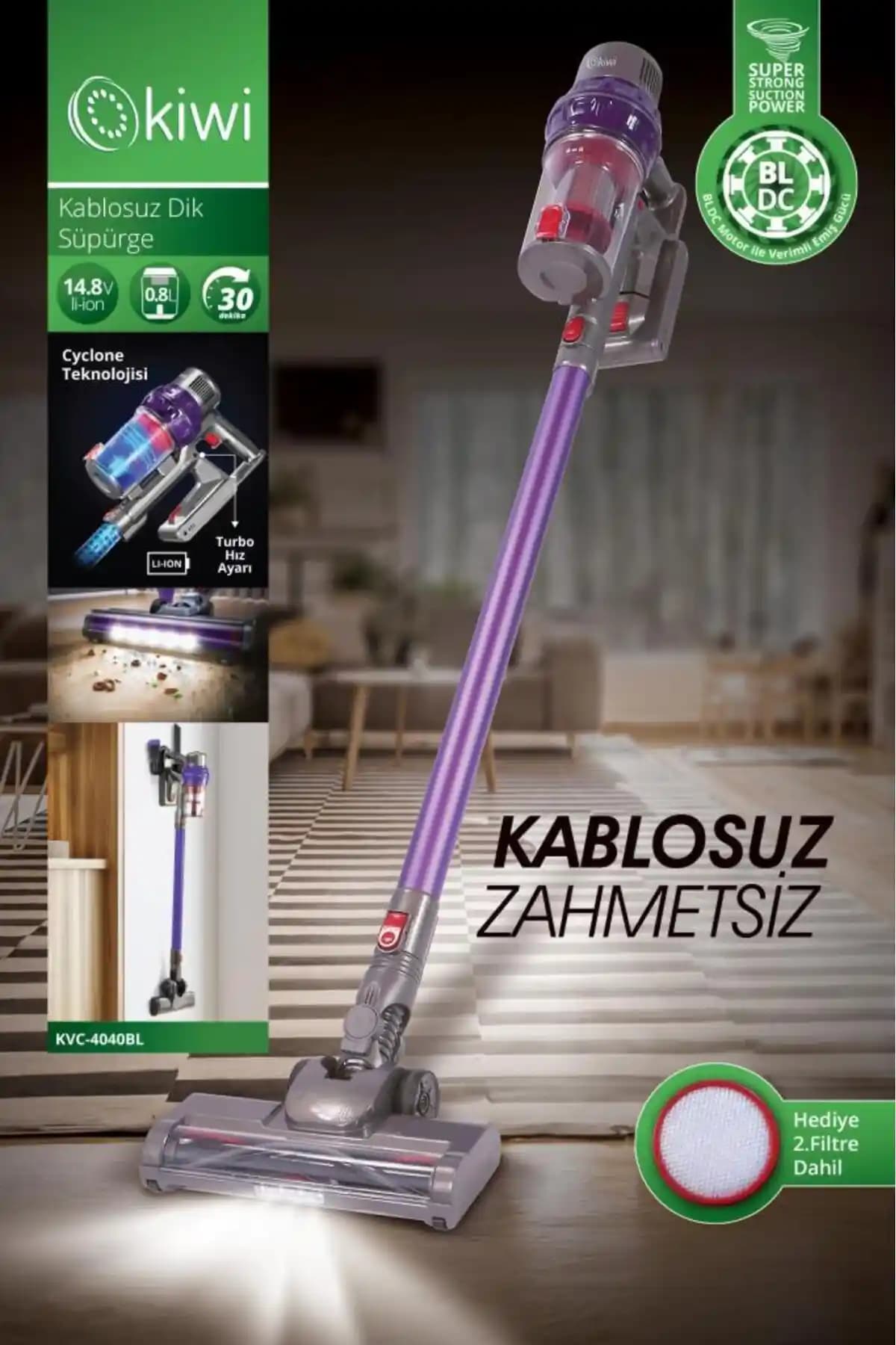 Kiwi KVC-4040 BLDC Kablosuz Dikey Süpürge ile Modern ve Pratik Temizlik Çözümü