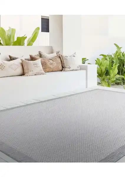 Koza Halı Fresco Antrasit Ekru Modern Minimalist Yıkanabilir Halı 50x80 cm