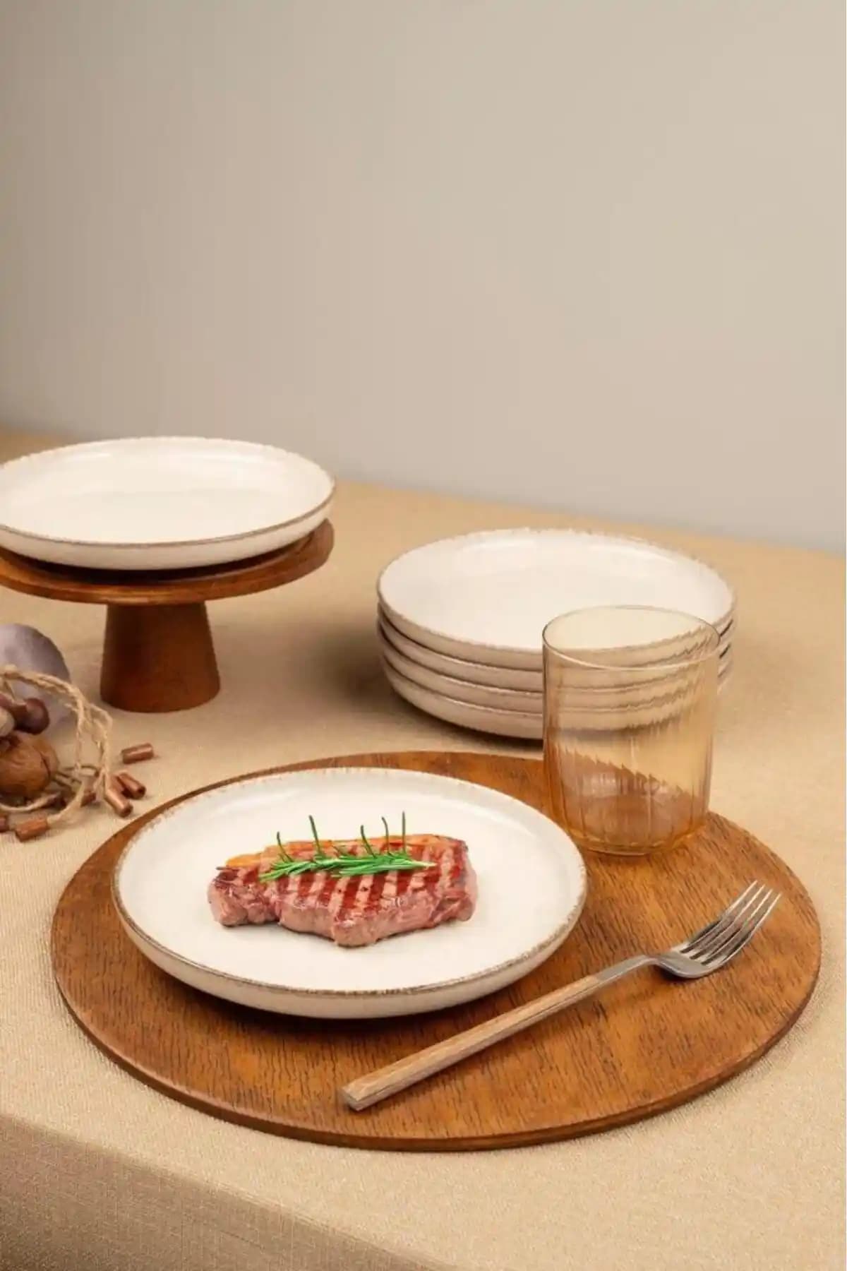 Kütahya Porselen Moderna 6 Parça 19 cm Düz Tabak Tarçın Şık ve Dayanıklı Mutfak Aksesuarı