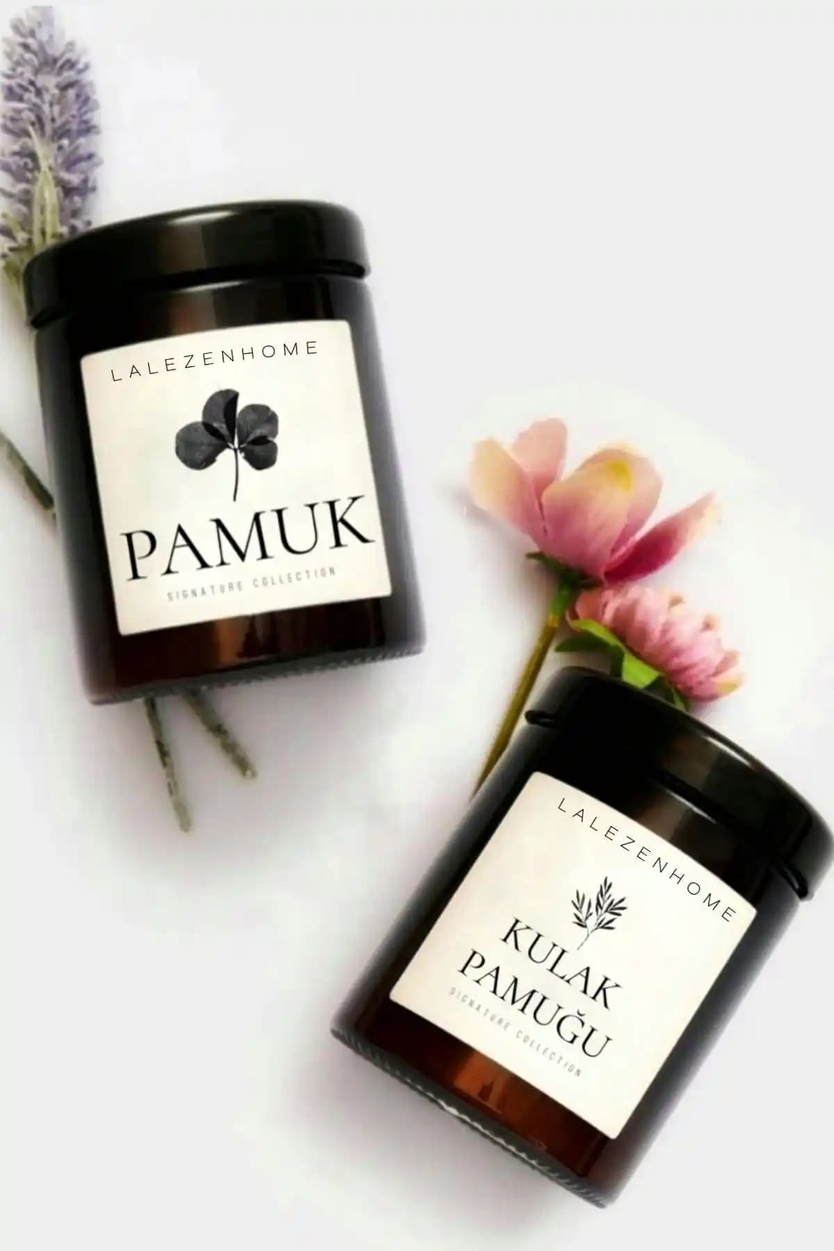 LALEZEN HOME 2'li Amber Kulak Pamuğu ve Pamuk Kavanozu Seti Pratik ve Şık Banyo Düzeni