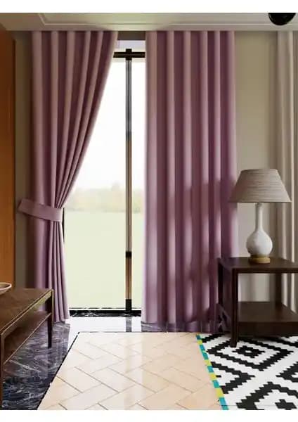 Lüks House Karartma Perdeleri Gül Kurusu ve Siyah Renk Seçenekleriyle Modern Tasarım