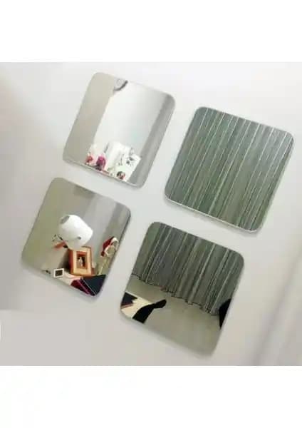 Mefe 4'lü Pleksi Dekoratif Aynalar Modern ve Güvenli İç Mekan Dekorasyonu İçin