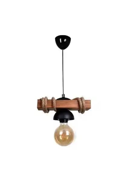 Megüsa Ahşap Tekli Halatlı Sarkıt Avize ile Mekânlarınıza Sıcak ve Şık Dokunuşlar