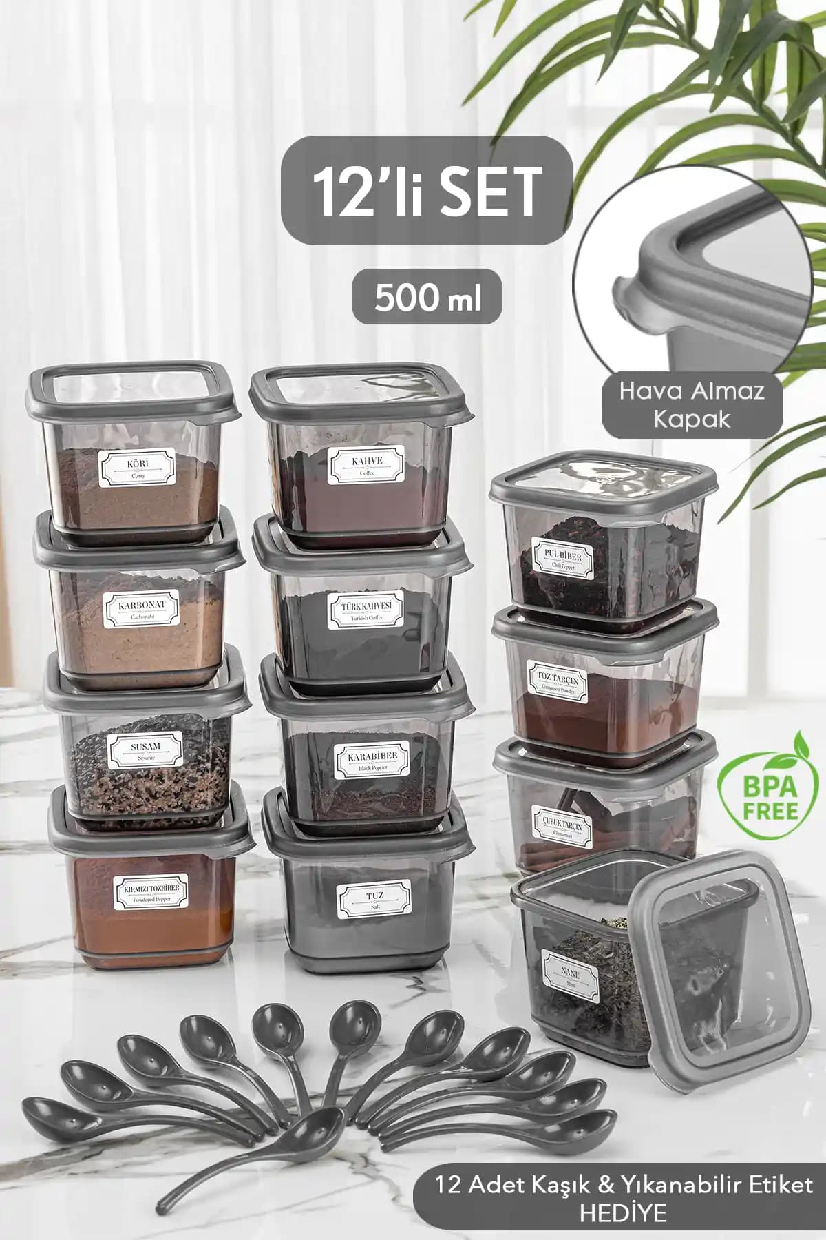 Meleni Home 12'li Saklama Kabı Seti: Dayanıklı ve Estetik Mutfak Organizasyonu Çözümü