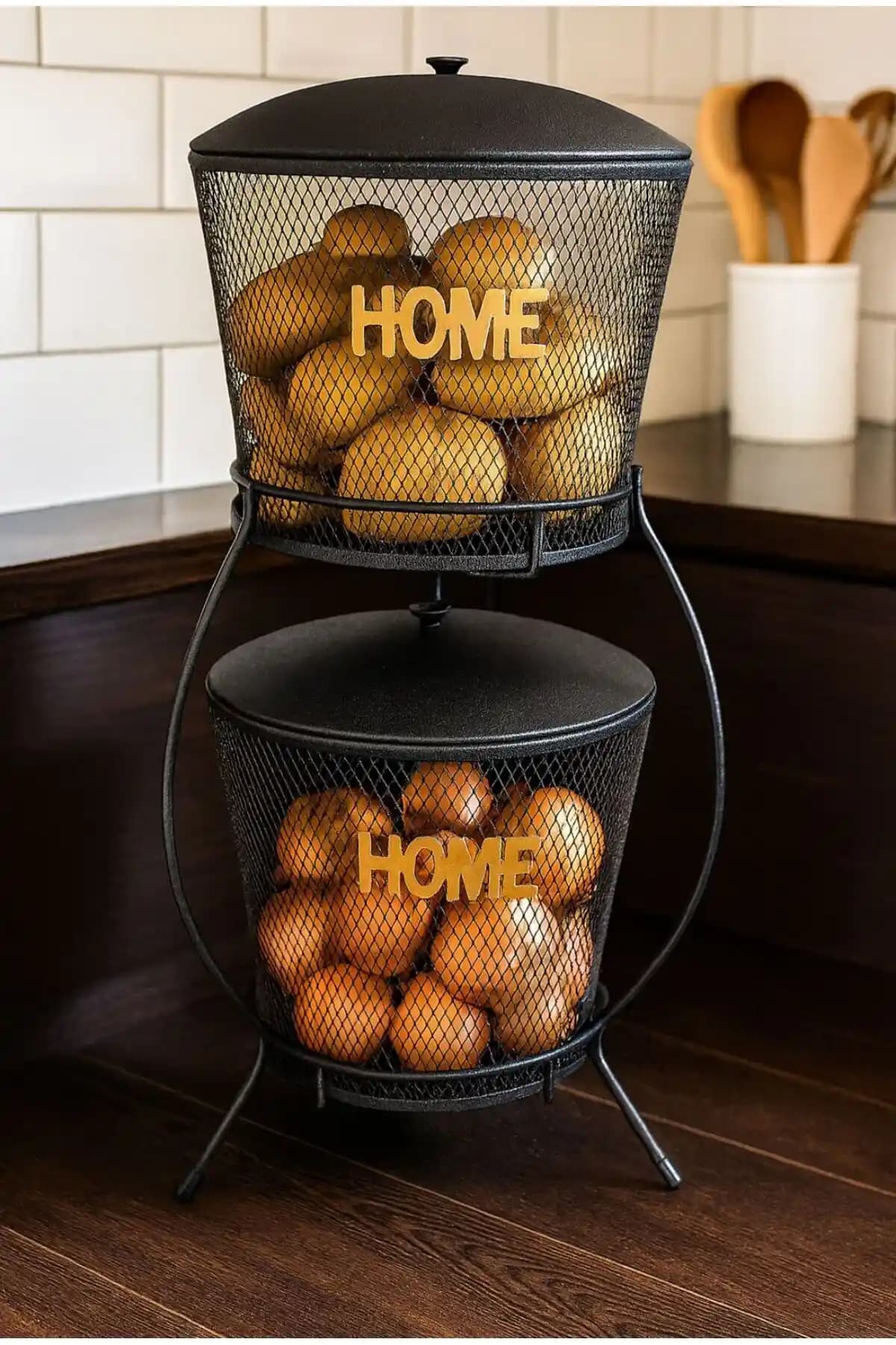 MG HOME Venon Metal Sebzelik Patates ve Soğan Kovası Geniş ve Dayanıklı Tasarım