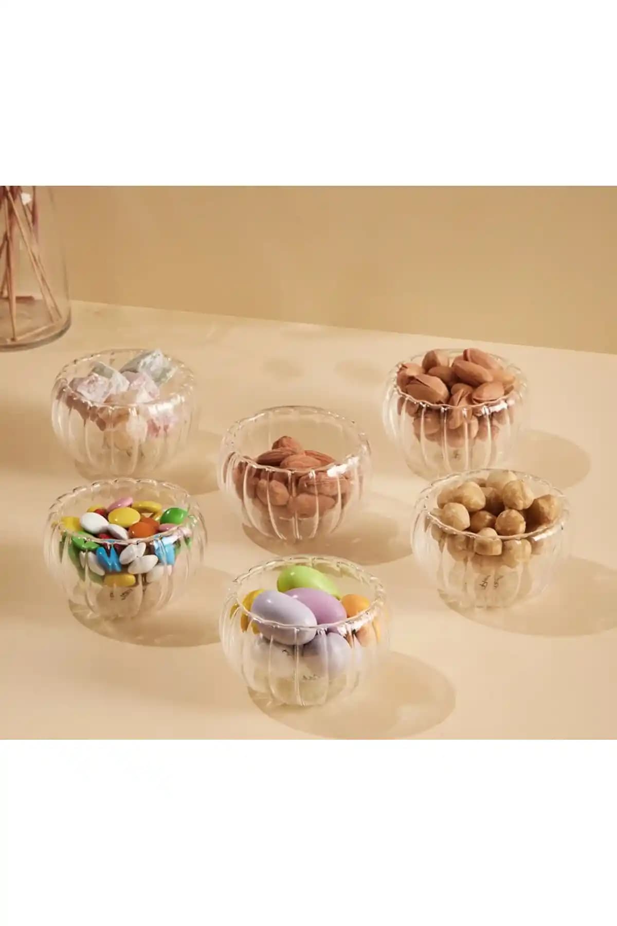 Mimoza Park 6'lı Çift Cidarlı Cam Sosluk Seti Şık ve Pratik Mutfak Gereçleri