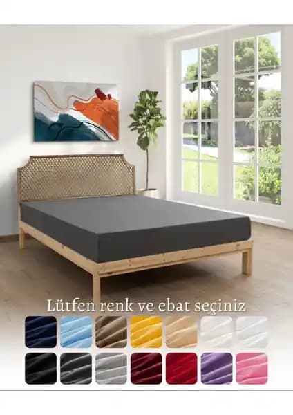 MODELHOME %100 Pamuk Penye Antrasit Lastikli Çarşaf Yatak Odası Konfor ve Şıklık İçin