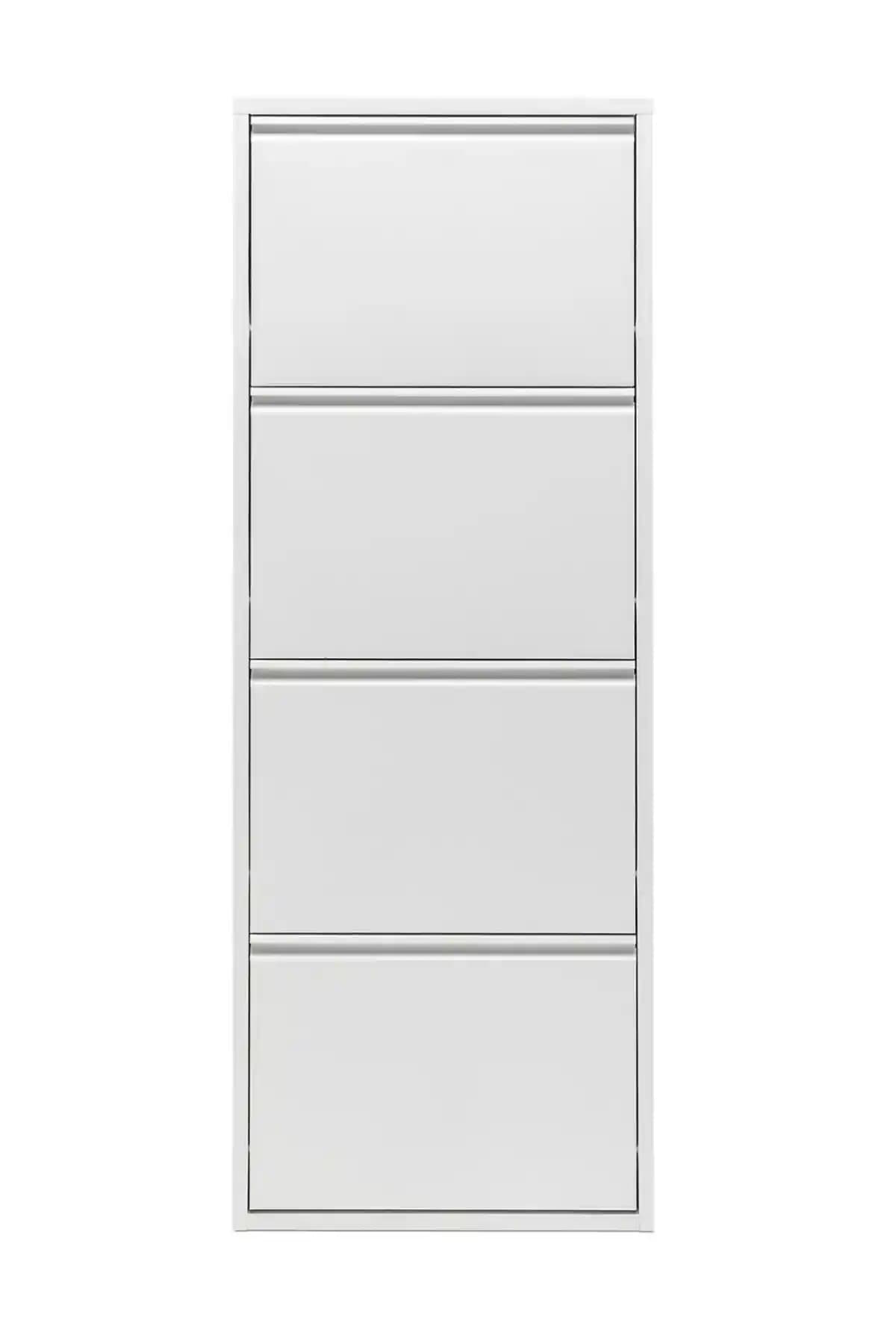 Modern Beyaz Metal Ayakkabılık 4'lü Depolama Ünitesi, Dayanıklı ve Şık Tasarım