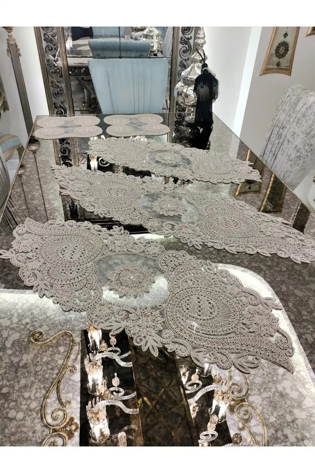 NeuBella Home Nur 5 Parça Lüks Boncuklu Runner Seti ile Ev Dekorasyonunuza Zarif Dokunuşlar