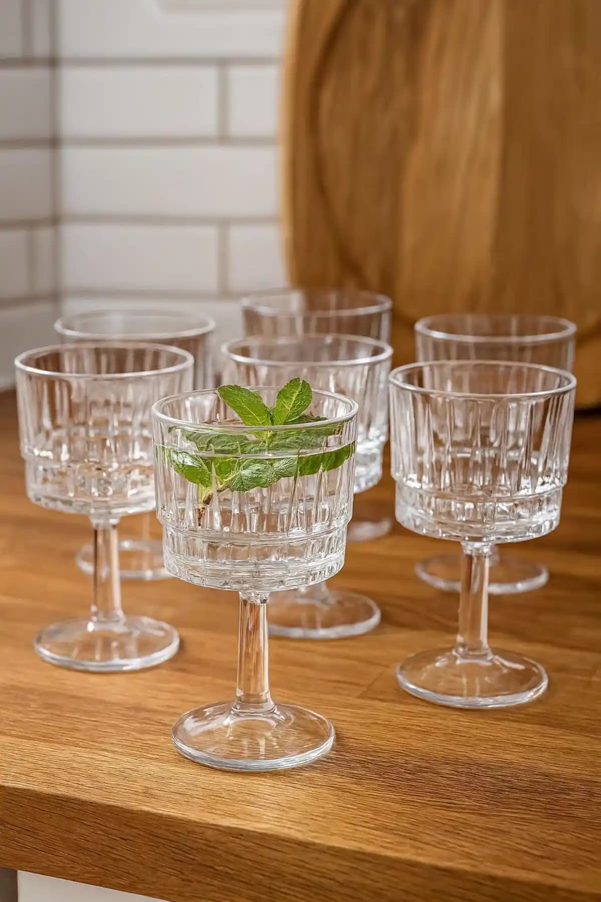 Onedekor 6'lı Verde Desenli Kahve Yanları Su Bardakları Estetik ve Fonksiyonellik Bir Arada