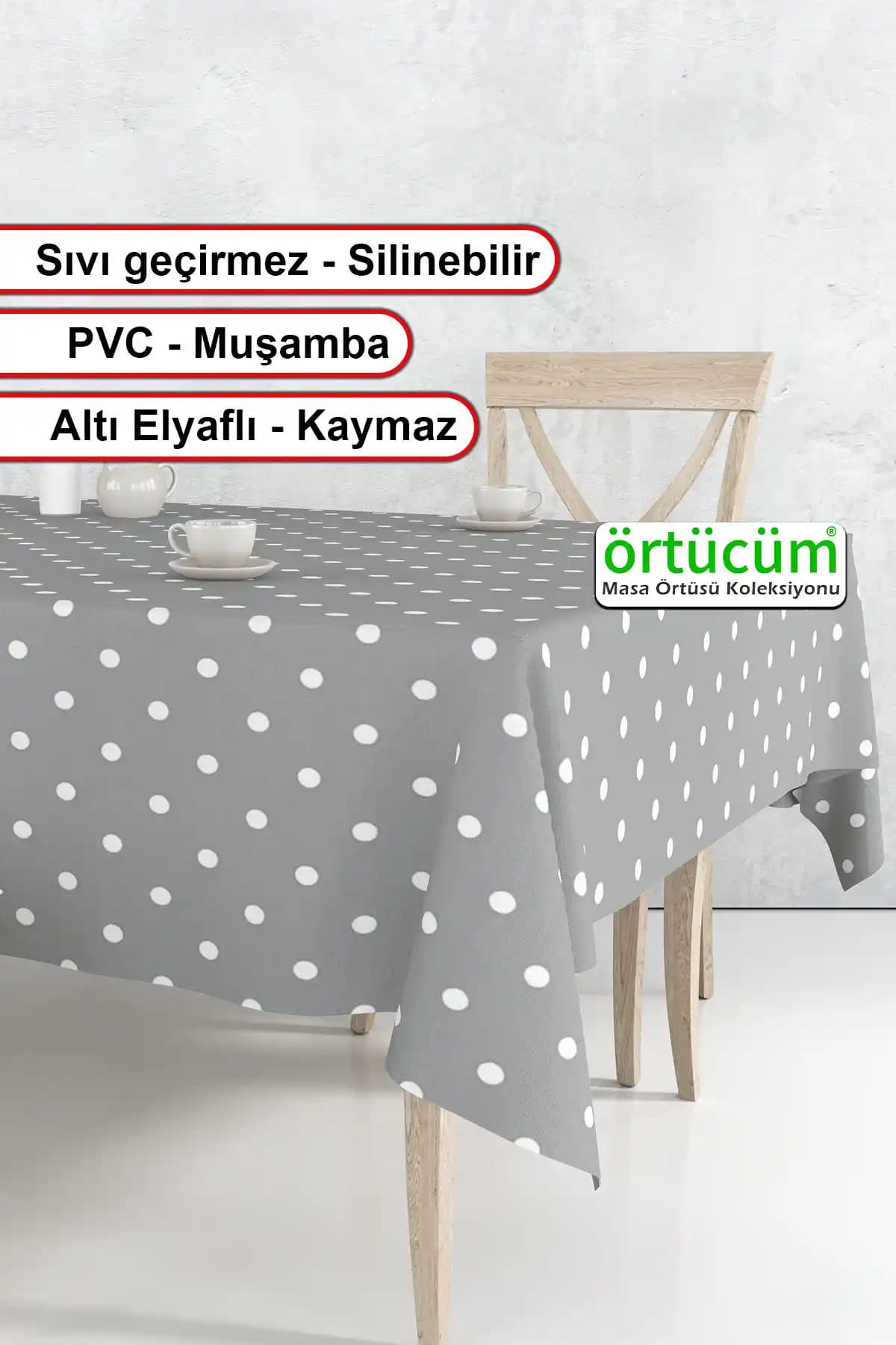 Örtücüm Gri Beyaz Puantiyeli Silinebilir PVC Masa Örtüsü Detaylı İnceleme ve Kullanım Rehberi