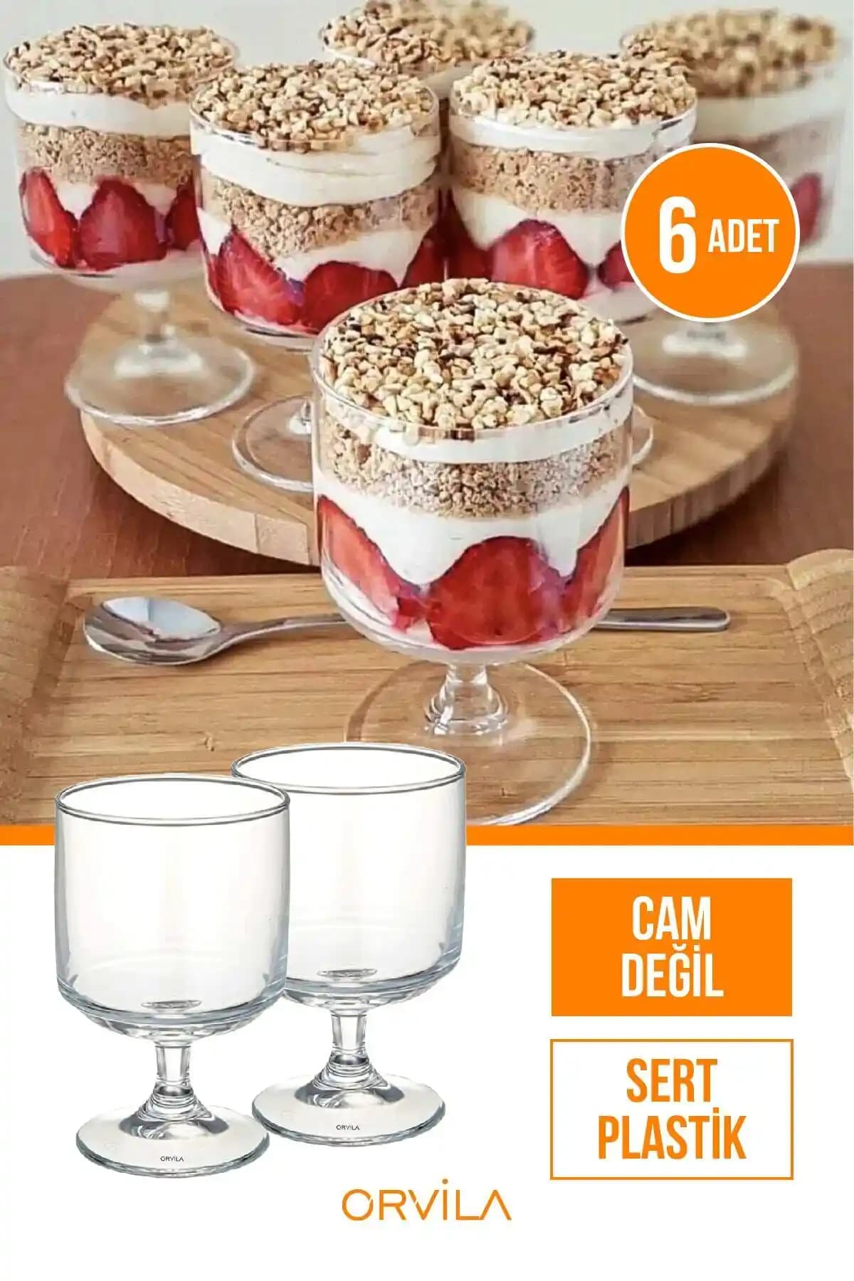 Orvila Plastik Magnolia Tatlı Sunum Bardağı: Şık ve Dayanıklı Plastik Sunum Çözümü