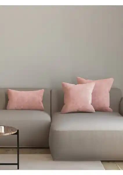 Pastel Kadife Türk Gülü Rengi Kırlent Kılıfı Ev Dekorasyonunda Şıklık ve Dayanıklılık