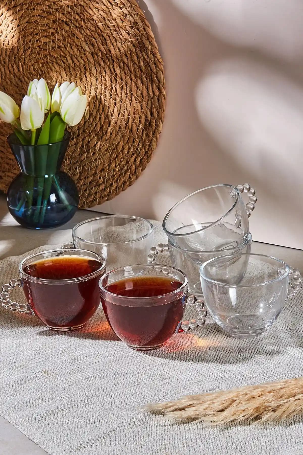 Perotti Boncukbağı 6'lı Cam Çay Fincanı Seti Zarif ve Fonksiyonel Tasarım