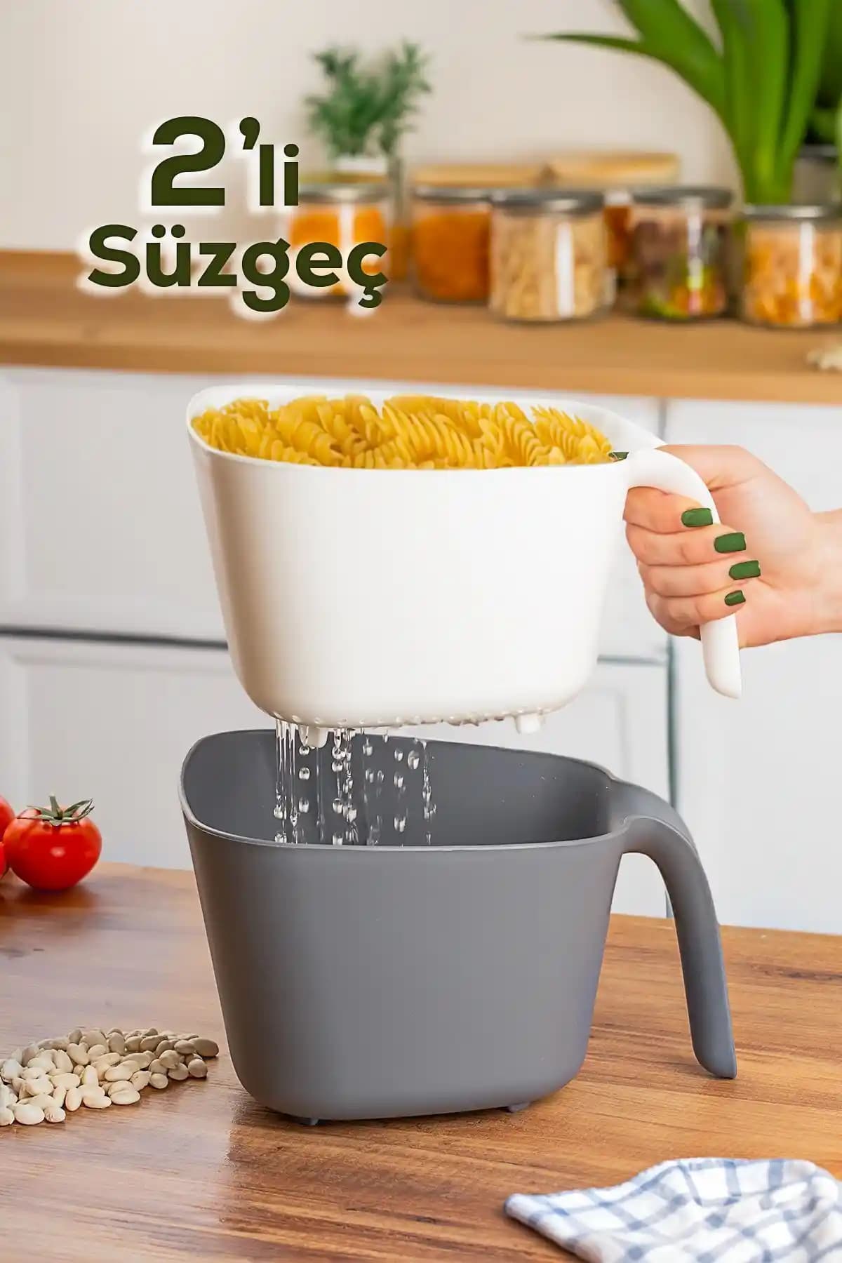 Porsima G-575 2 Parça Plastik Süzgeç: Dayanıklı ve Çok Yönlü Mutfak Gereci