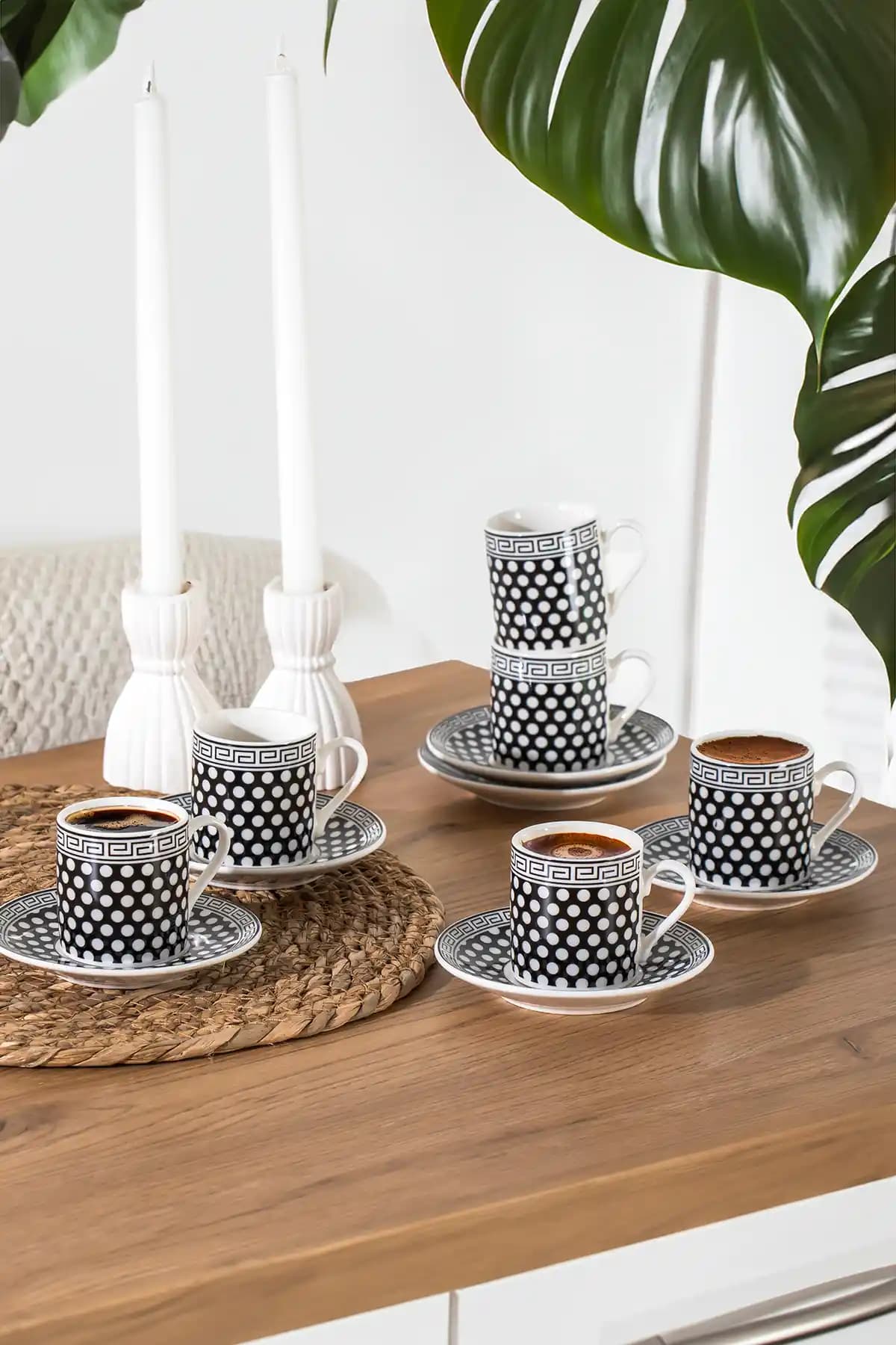 Porsima Thoth 12 Parça Siyah Porselen Kahve Fincan Takımı Modern ve Şık Tasarım