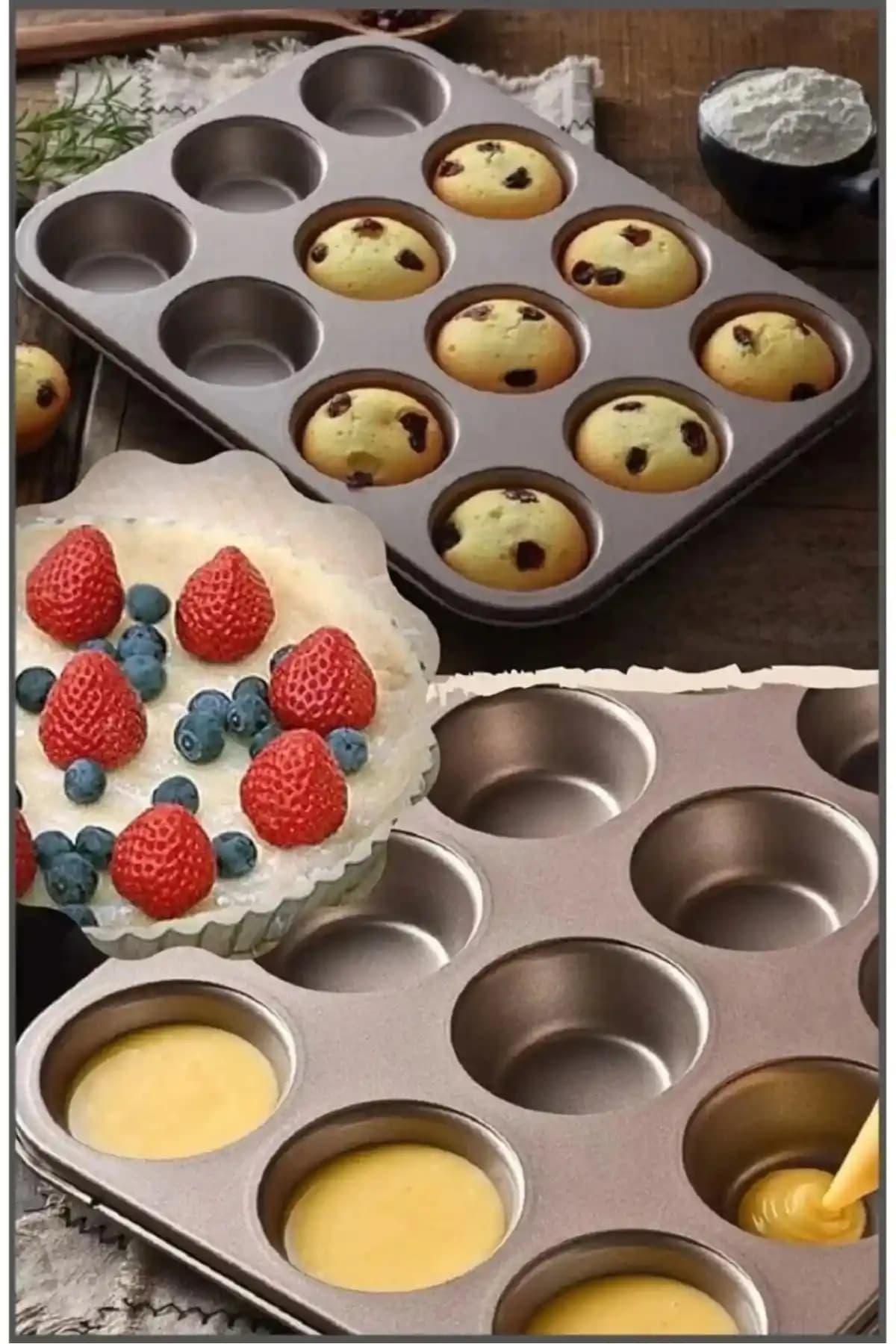 Rosemor 12'li Kapsül Muffin Kalıbı: Dayanıklı Paslanmaz Çelik ve Yapışmaz Özellikleriyle Pratik Kullanım