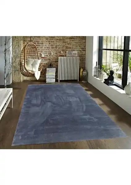 Sarar Tavşantüyü Kaymaz Taban Antrasit Post Halı Yolluk Modern ve Dayanıklı Tasarım