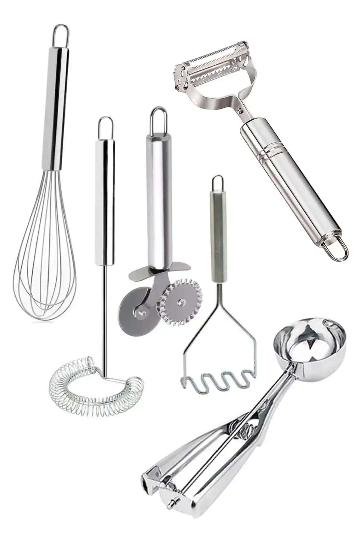 Sekiz8 6'lı Paslanmaz Çelik Mutfak Aletleri Seti Çok Yönlü ve Dayanıklı Tasarım