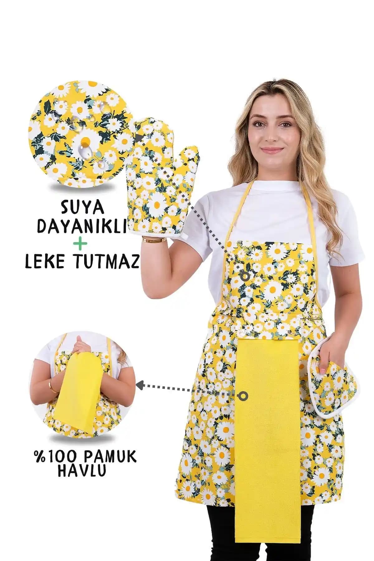 Sevilya Damla Sıvı Geçirmez Mutfak Önlüğü Seti Modern ve Dayanıklı Tasarım