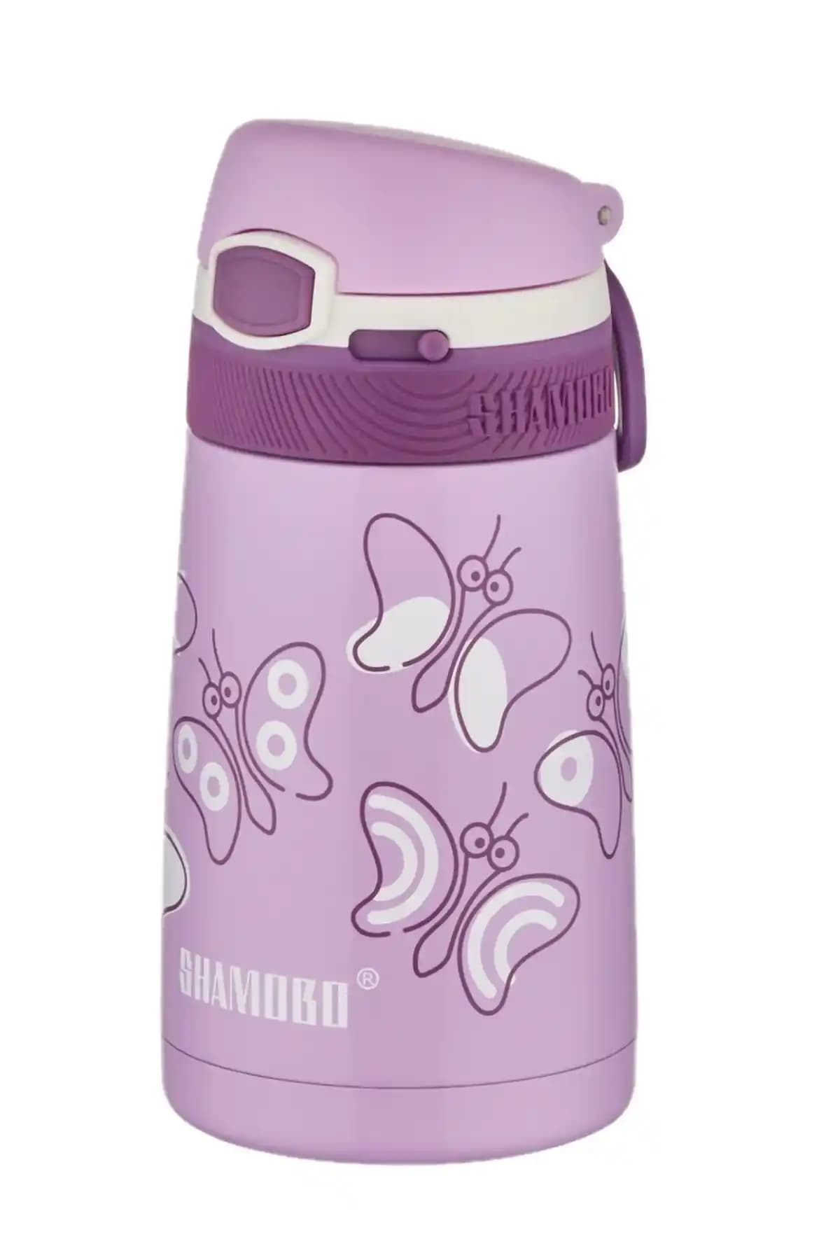 Shamobo Çocuk 350 Ml Pipetli Paslanmaz Çelik Termos: Güvenli ve Şık Tasarım