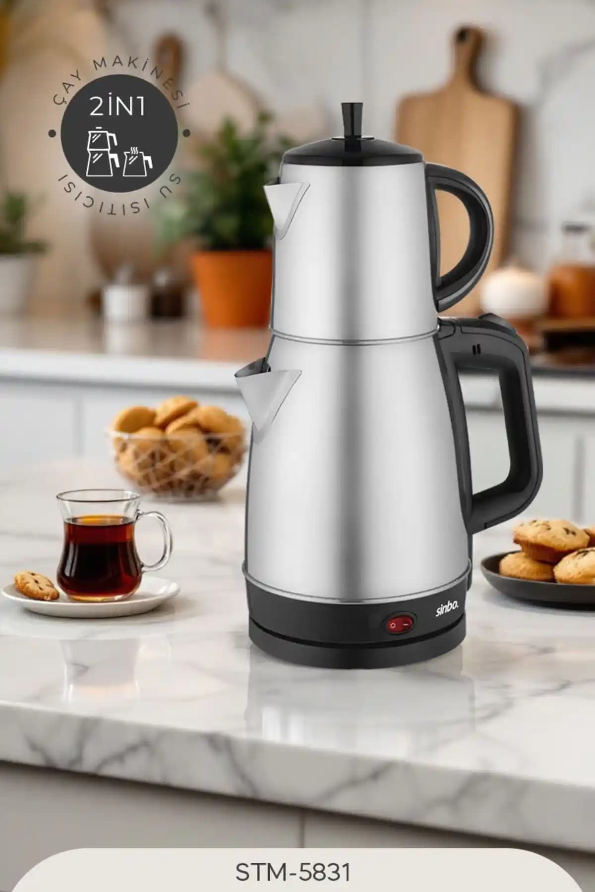 Sinbo STM-5831 Elektrikli Çay Seti: Çok Yönlü ve Güvenli Çay Demleme Cihazı