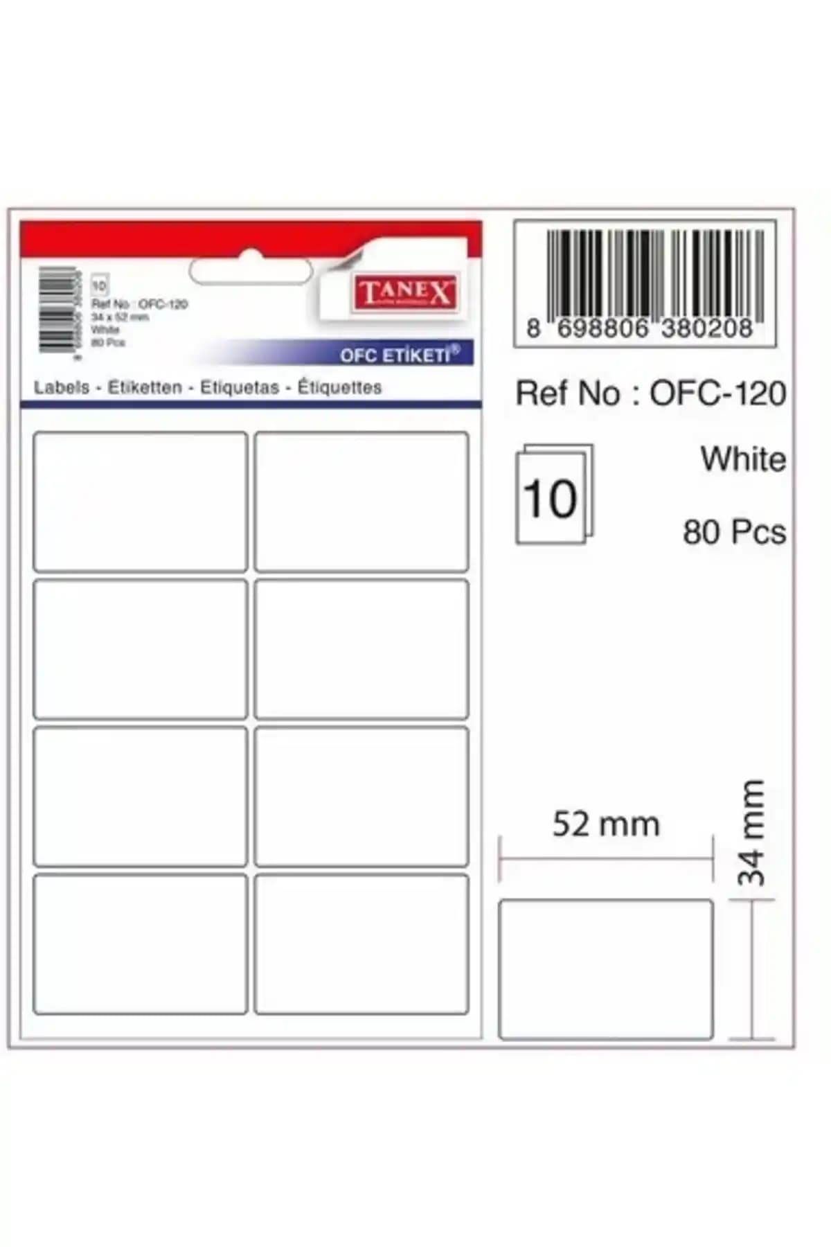 Tanex OFC-120 Beyaz Ofis Etiketi: Dayanıklı ve Şık Belge Düzenleme Çözümü