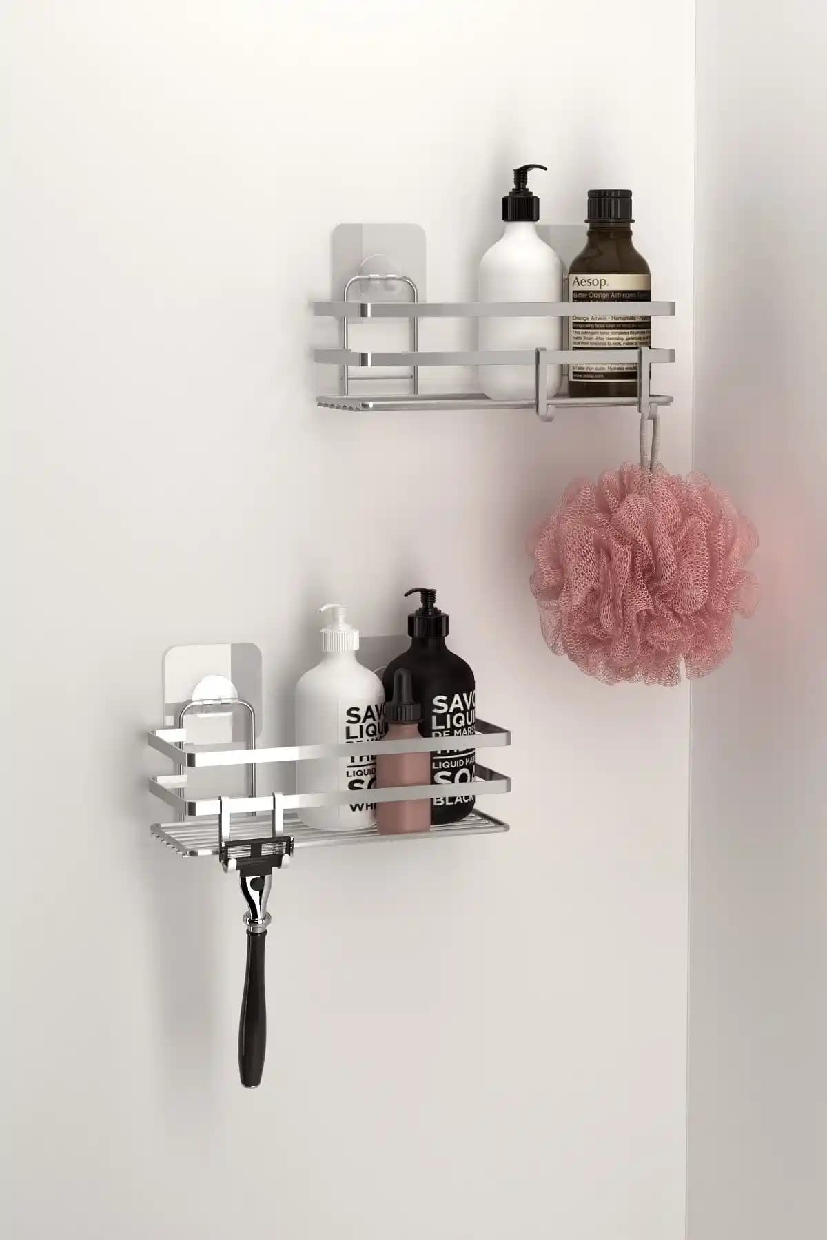 Teknotel Yapışkanlı Kancalı Şampuanlık Seti ile Banyonuzu Düzenleyin