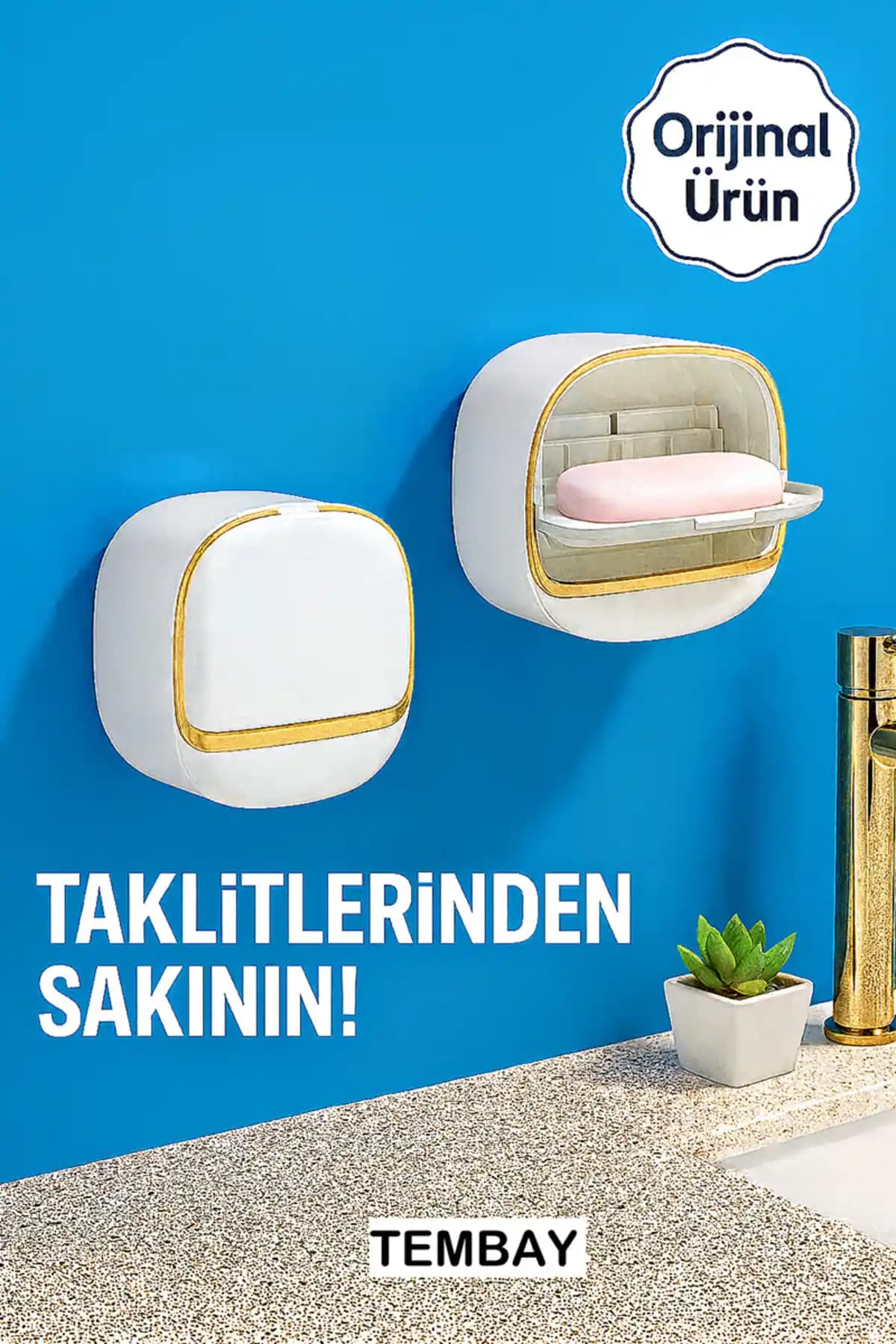 TEMBAY Beyaz Yapışkanlı Modern Sabunluk: Estetik ve Fonksiyonellik Bir Arada