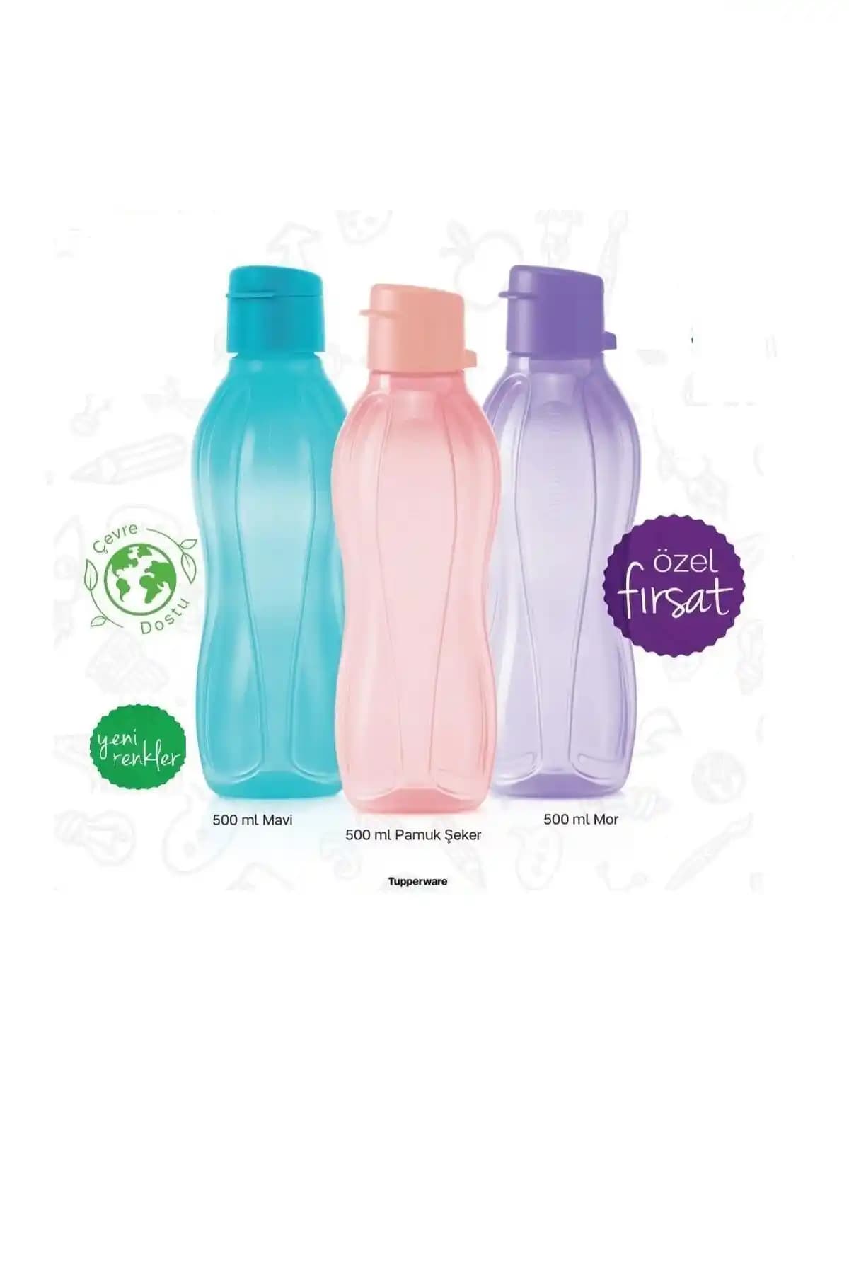 Tupperware Eco Şişe Suluk 3'lü Set 500 ml Pratik ve Şık Tasarım