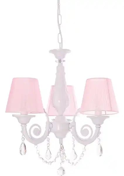 Umur Ay<dı>nlatma Senay 3'lü Beyaz Pembe Abajurlu Minimalist Avize: Modern ve Şık Tasarım