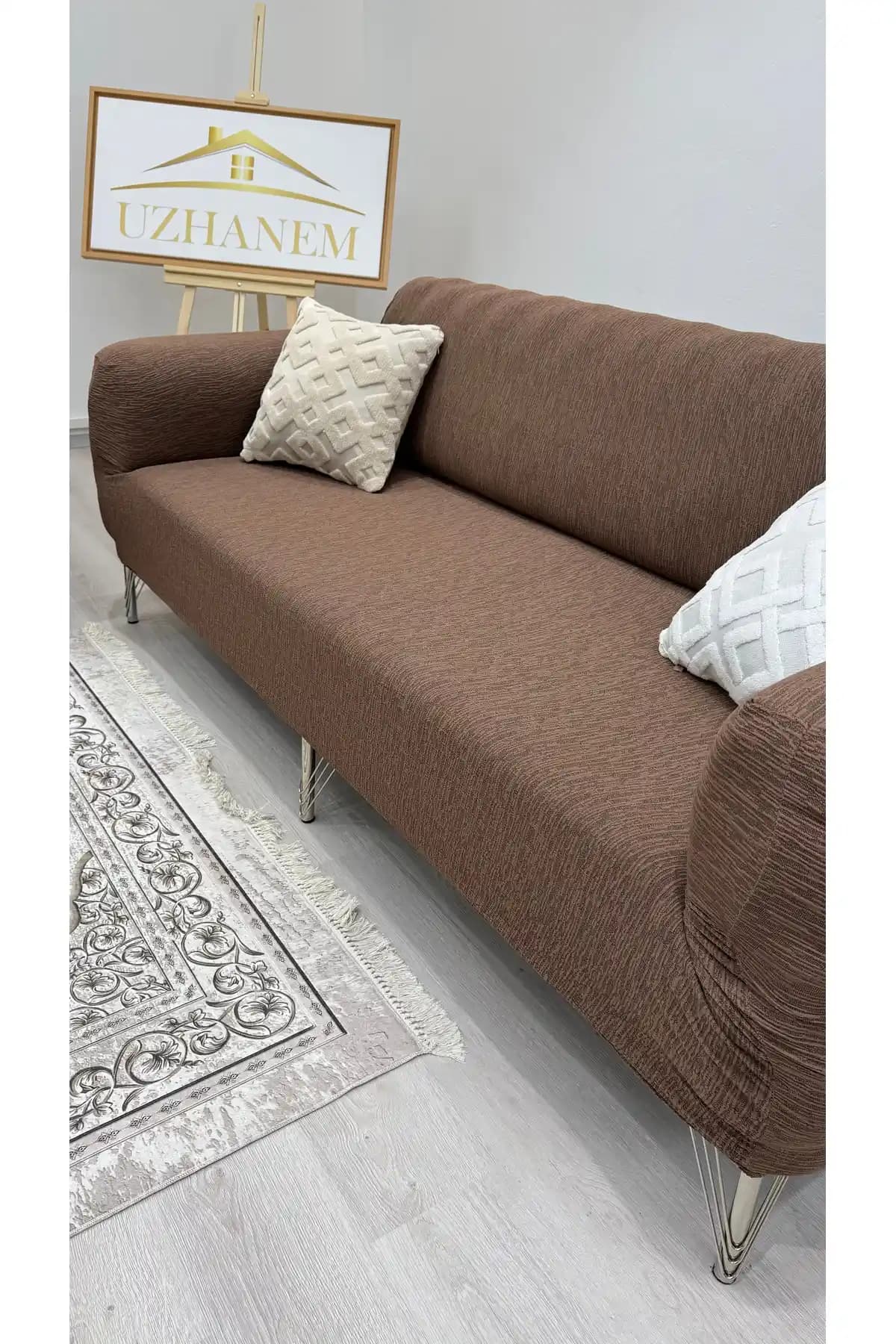 UzHanem Jakarli 3 Kişilik Koltuk Örtüsü Modern ve Dayanıklı Tasarım