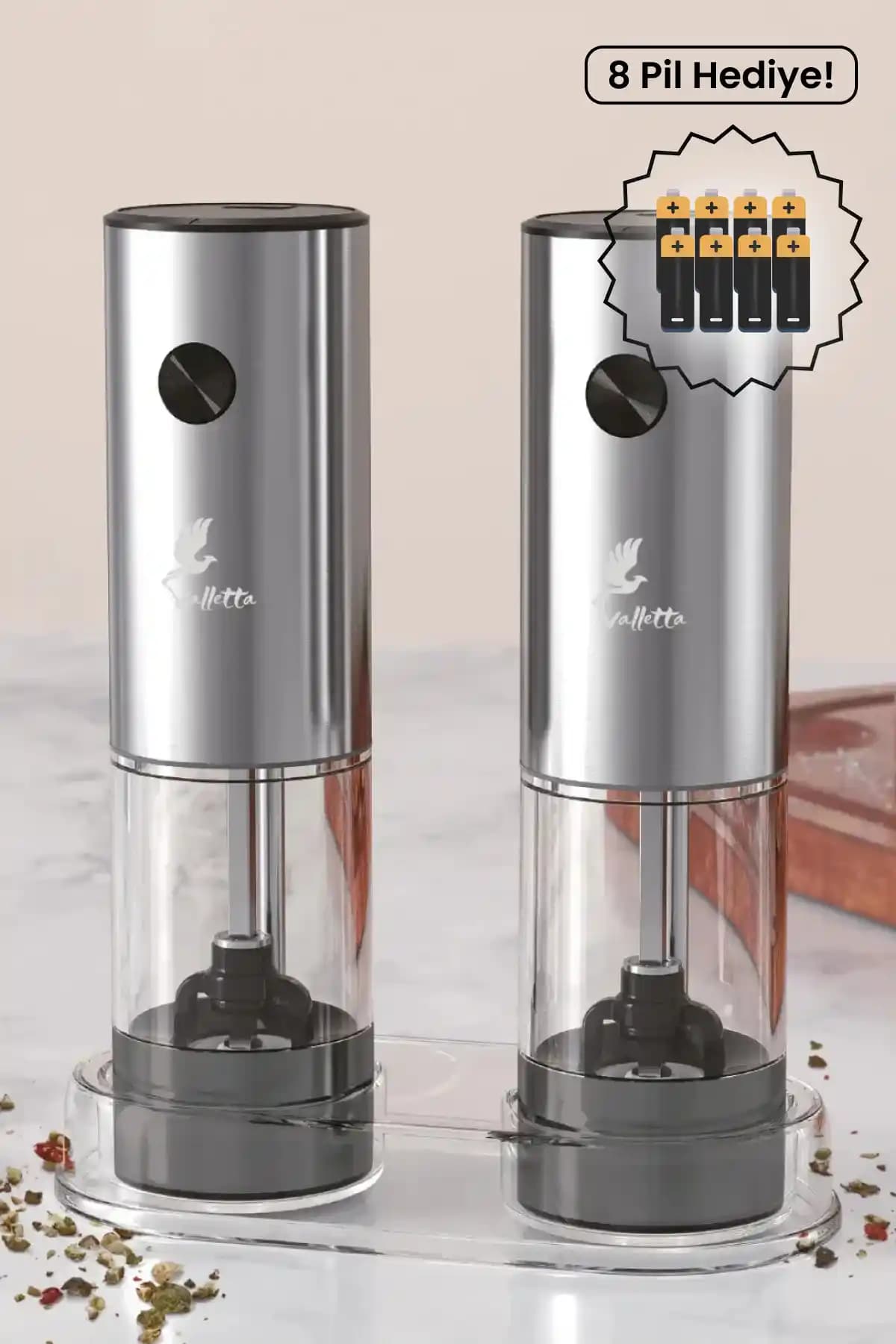 Valletta Recoletta 2'li Standlı Baharat Değirmeni Modern Tasarım ve Fonksiyonellik