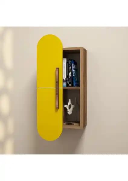 Variant Mobilya Variant Rose Duvar Rafı Ceviz ve Sarı Renk Seçenekleriyle Modern Tasarım