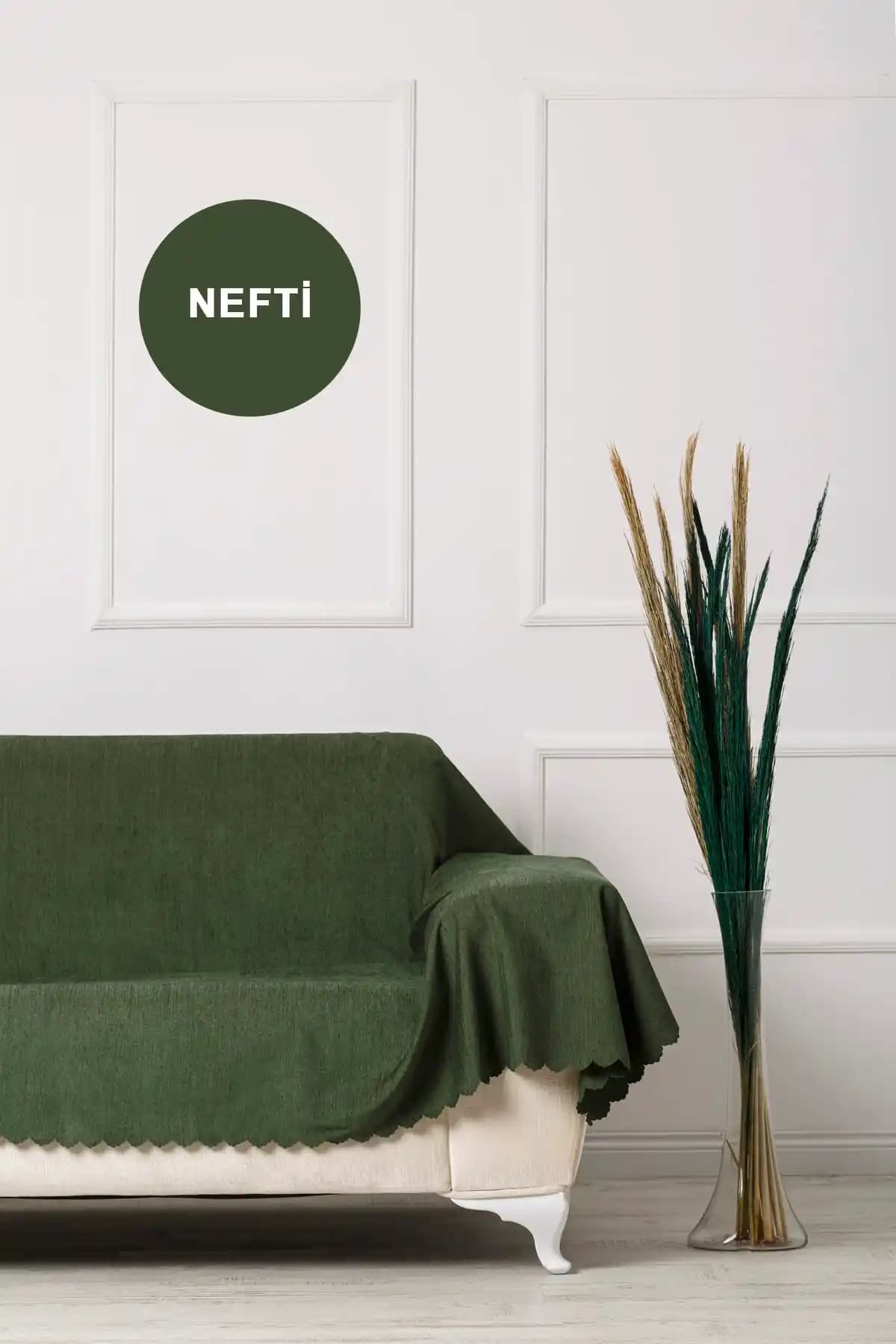 VELERDE HOME Nefti Battal Boy Çift Taraflı Koltuk Örtüsü ve Koruma Şalı