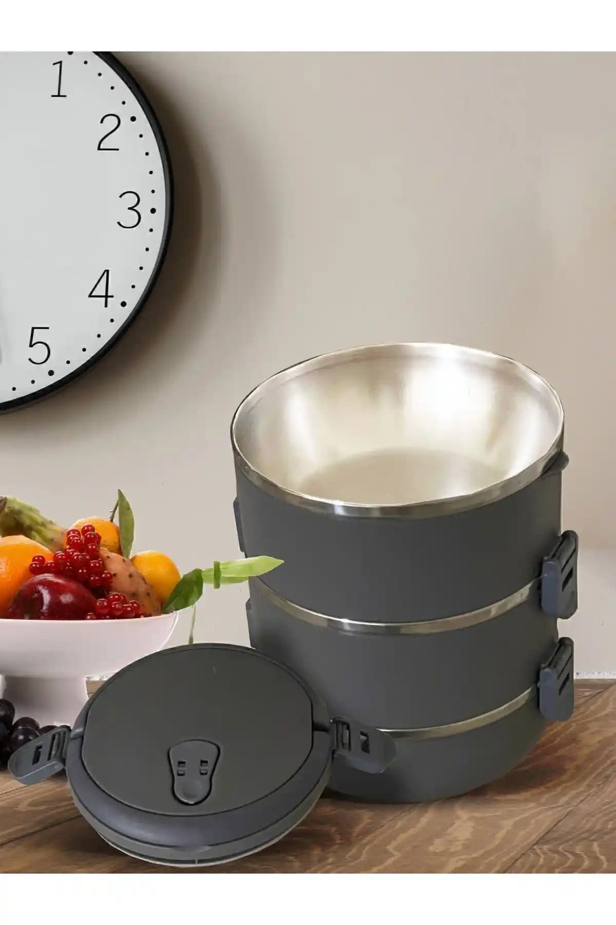 Veliday Füme 3 Katlı Sızdırmaz Sefer Tası: Dayanıklı ve Şık Yemek Saklama Çözümü