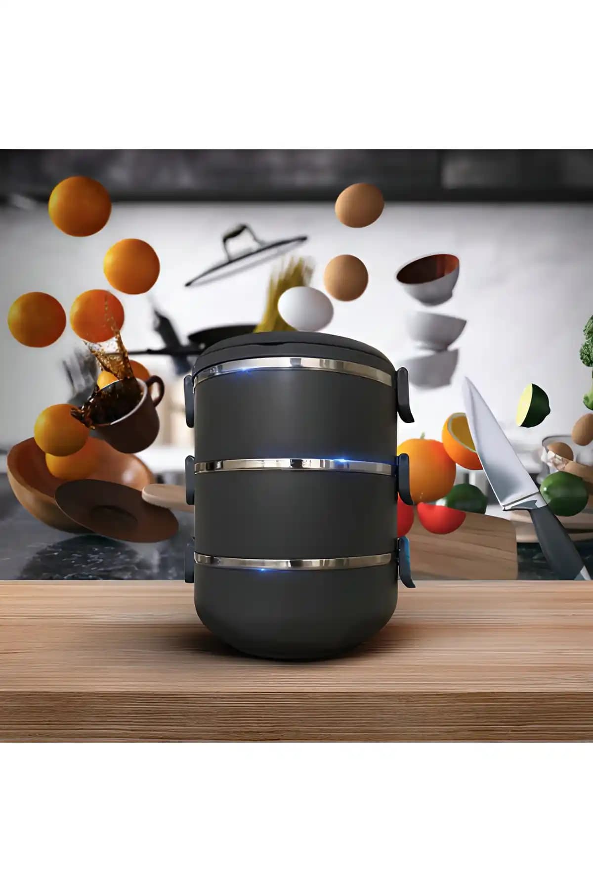 Veliday Gri 3 Katlı Sızdırmaz Yemek Termosu Günlük Kullanım ve Taşıma Çözümleri