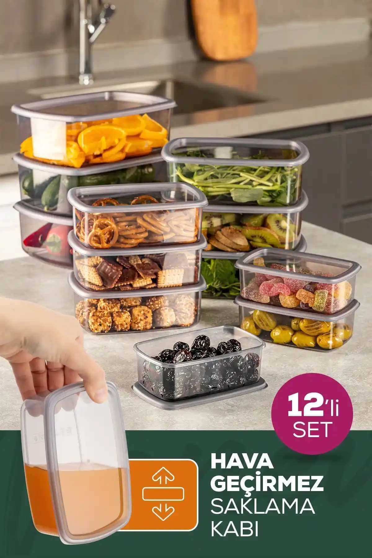 Vienev 12'li Hava Geçirmez Saklama Kabı Seti ile Mutfakta Düzen ve Tazelik Sağlayın