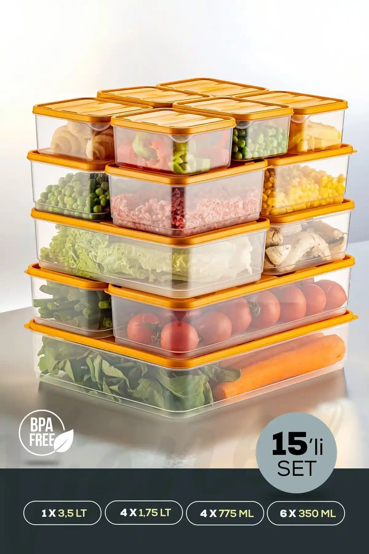 Vienev 15'li Buzdolabı Düzenleyici Organizer Seti ile Mutfak Düzeninizi Sağlamlaştırın