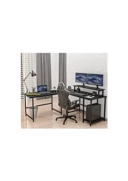Yasmak Siyah L Tipi Çalışma ve Oyun Masası 250S Geniş ve Dayanıklı Modern Tasarım