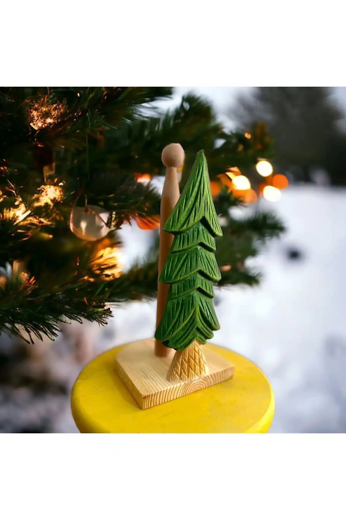 Yılbaşı Temalı Bambu Malzemeden Şık Kağıt Rulo Havlu Standı Dekoratif Ürünler