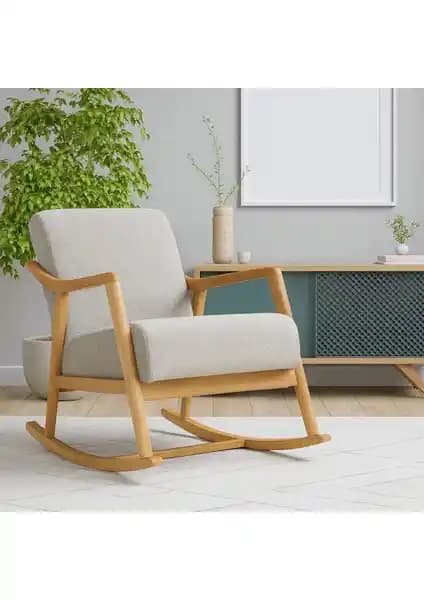 Zem Rock Bohem Sallanır Berjer Sütlü Kahve Modern ve Konforlu Oturma Parçası