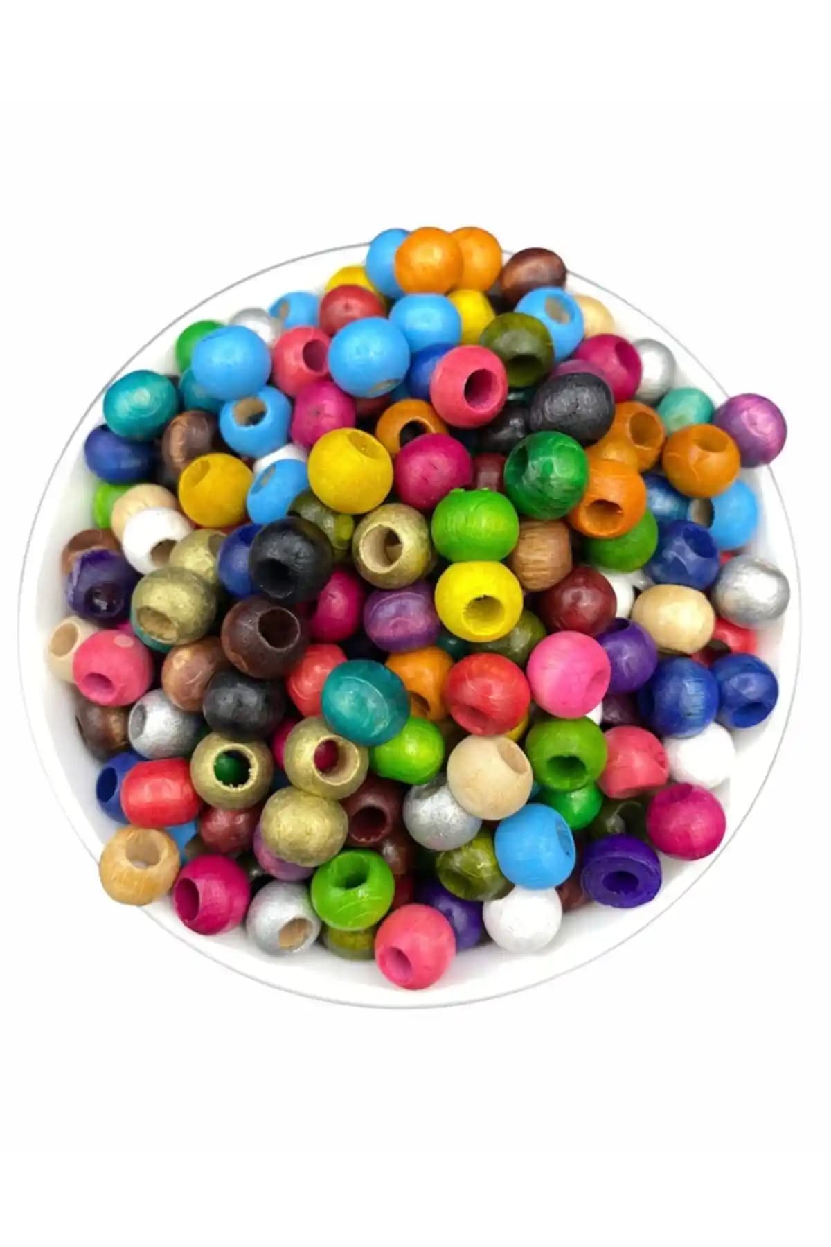 10mm Karışık Renkli Ahşap ve Tahta Boncuklar - El Sanatları ve Takı Yapımı İçin Uygun