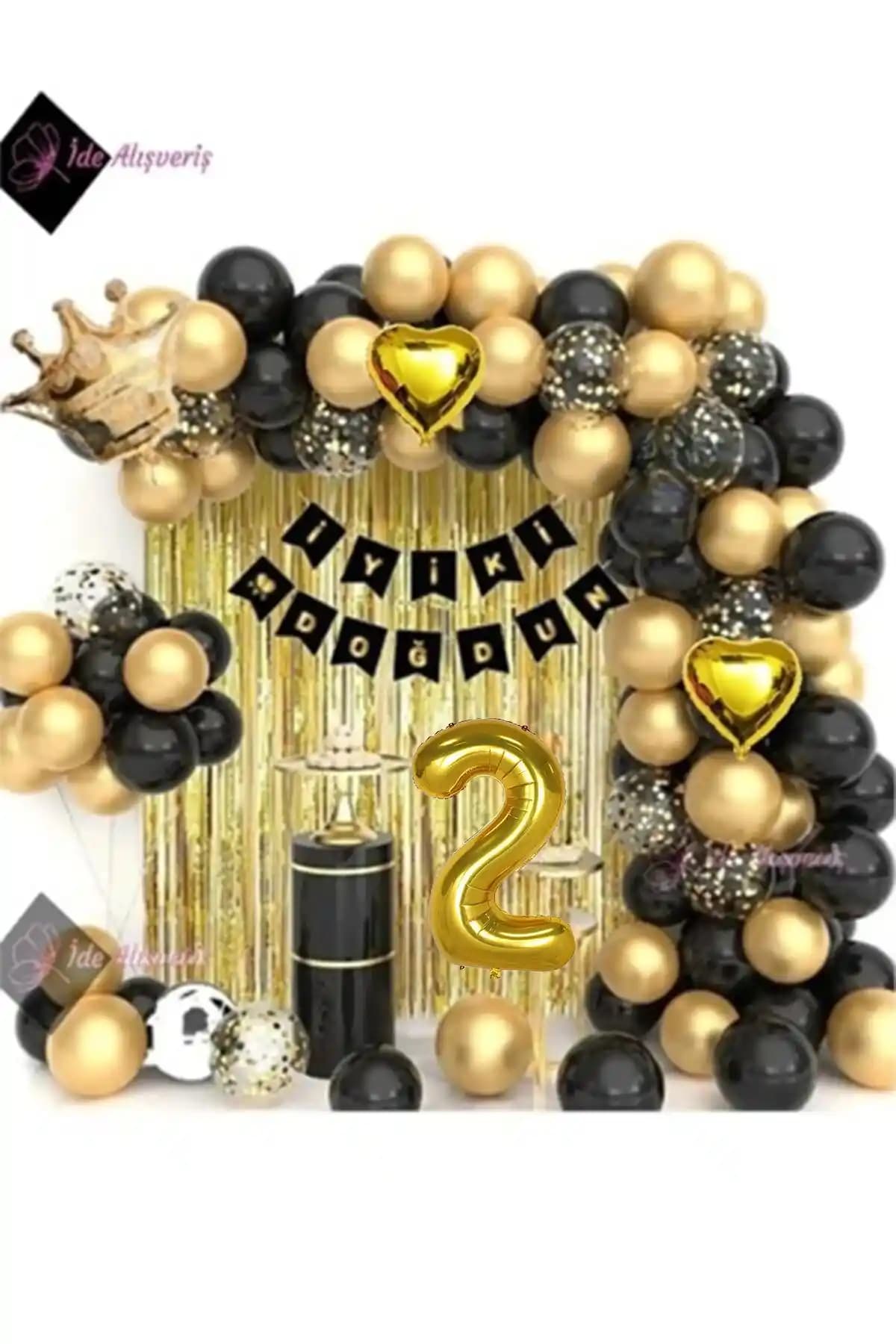 2 Yaş Çocuk Doğum Günü Kutlama Seti Renkli ve Eğlenceli Dekorasyon Ürünleri