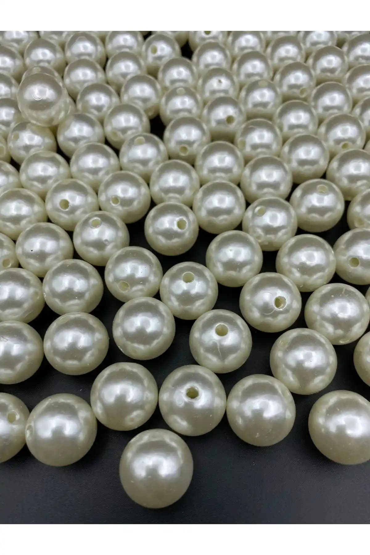 20mm Krem Rengi Lüks Kaplama İnci Boncuklar Takı ve Aksesuar Yapımı İçin Uygun
