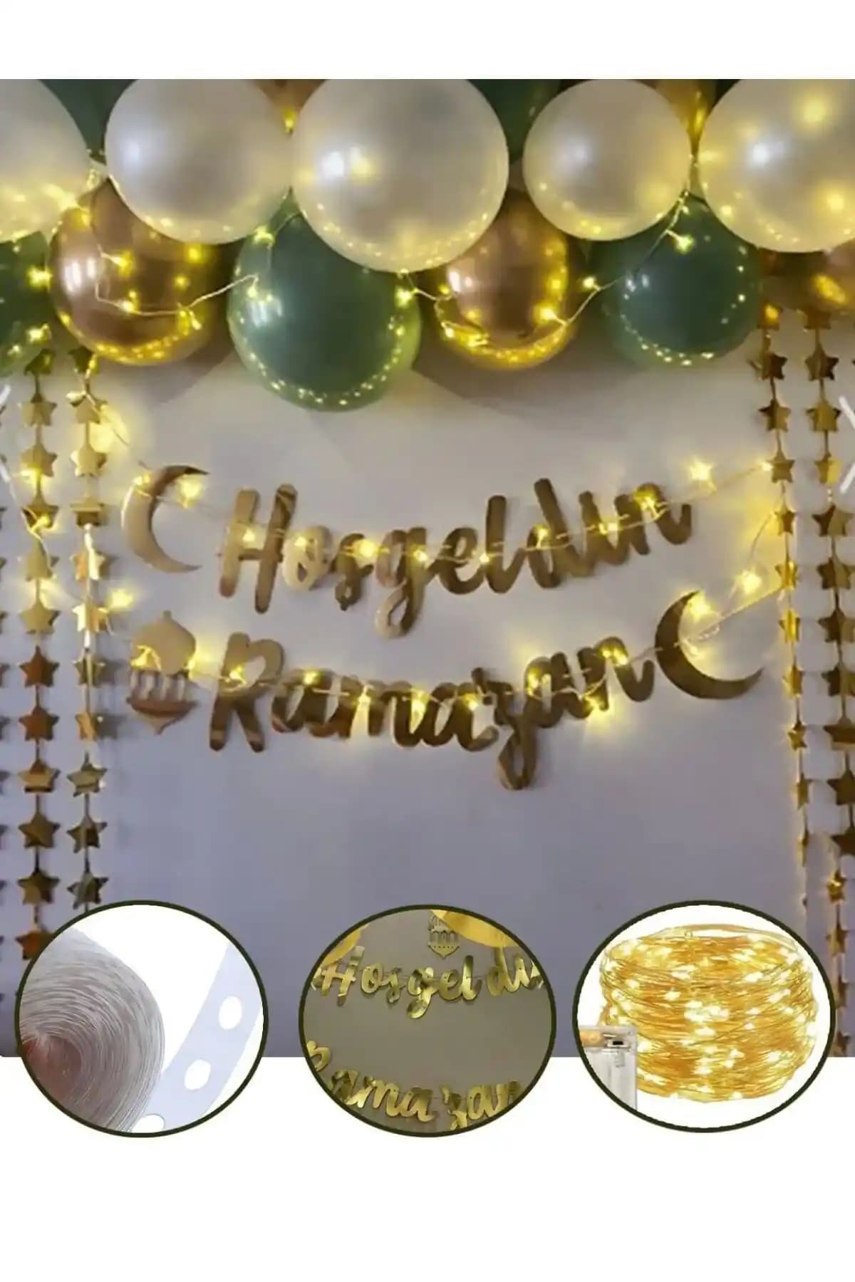 Ahsen Süs Evi Hoşgeldin Ramazan Süsleme Seti Renkli Işıklar ve Dekorasyon Seçenekleri