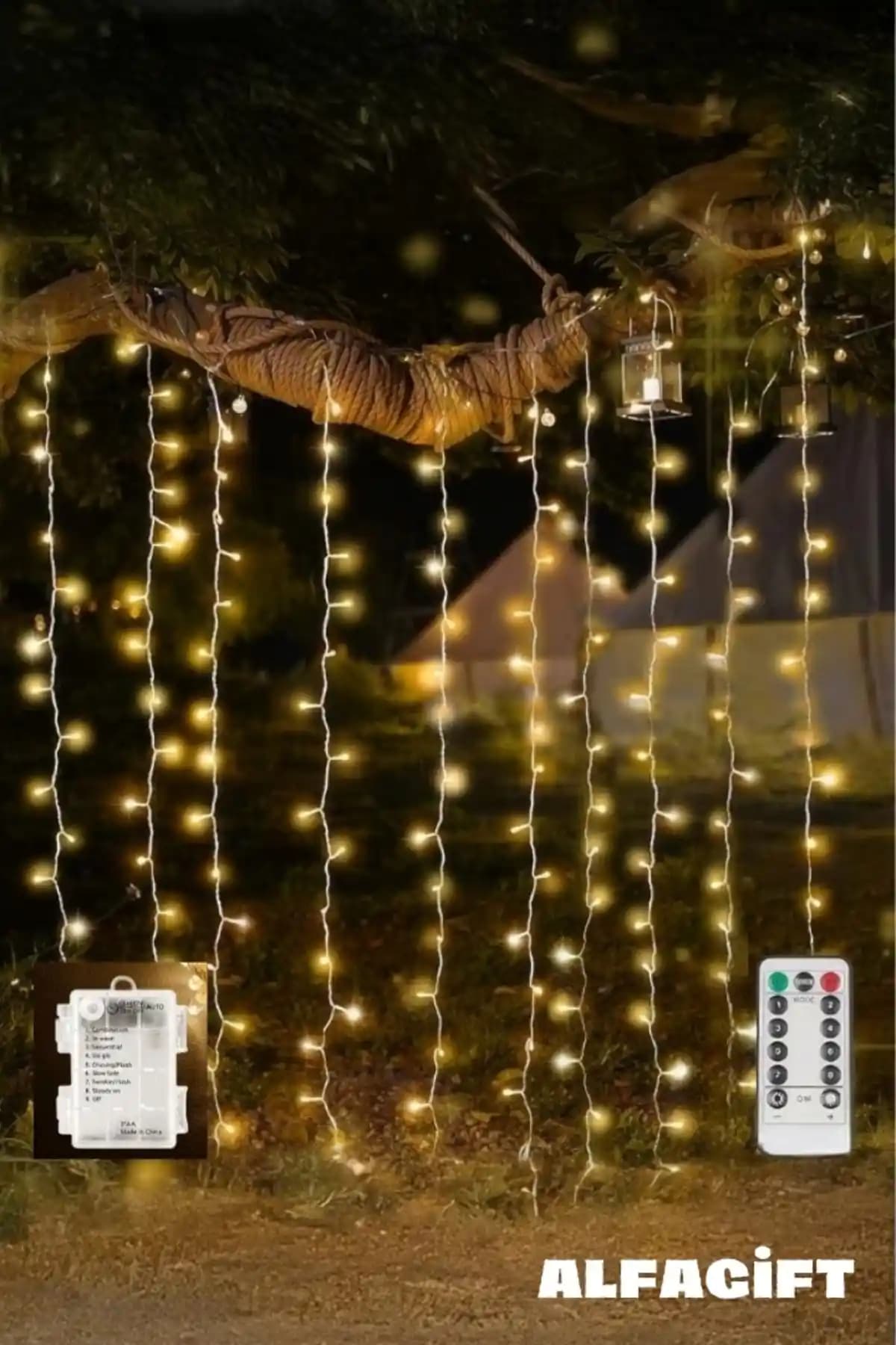 ALFAGİFT Pilli LED Perde 2x2 Metre Uzaktan Kumandalı Modern Dekorasyon Çözümü