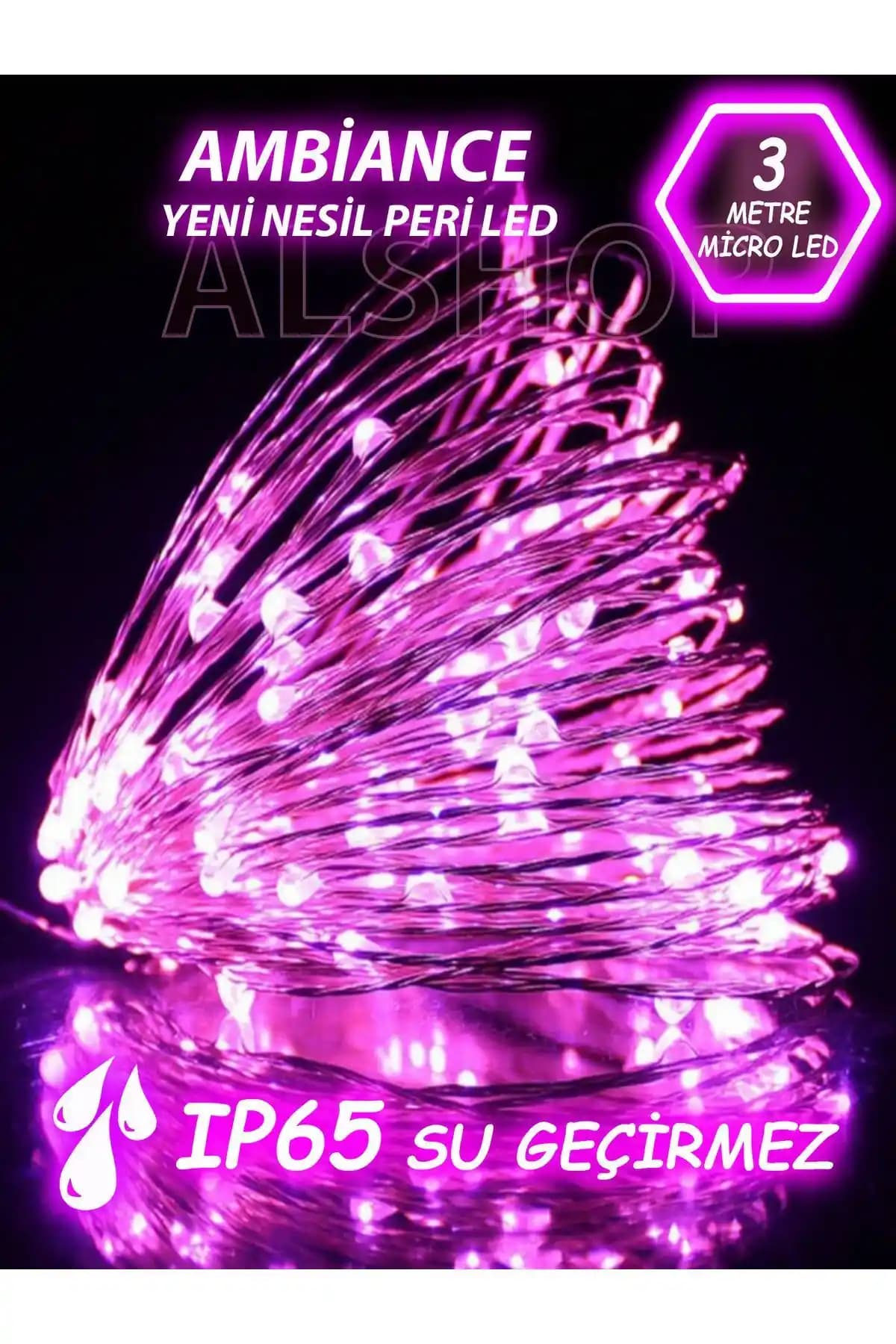 Alshop Yeni Nesil Pembe Peri Led Işık 3 Metre İnce Tel Dekorasyon Aydınlatması