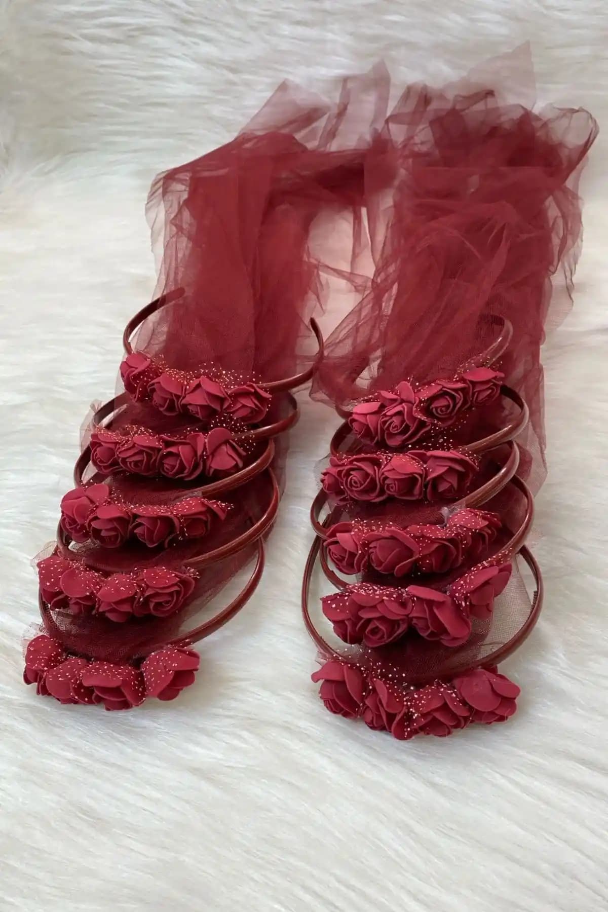 Bordo Nedime Taçları Düğün ve Özel Günleriniz İçin Zarif ve Şık Aksesuarlar